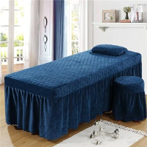 Custom size 1Piece Soft Beauty Salon Bed Skirt Crystal Velvet Solid Color Bed Spread for Hairdresser Salon 13 colors available#a