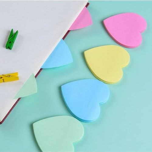 20 Pcs Heart shape Post Colour Self Stick Notes Self-adhesive Sticky Note Cute Notepads Posted Writing Pads Stickers Paper