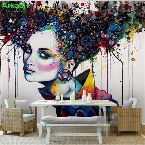3D Abstract Sexy Beauty Oil Painting Wall Characters Graffiti Mural Clothing Store Hair Salon Wallpaper Line Theme Beauty mural