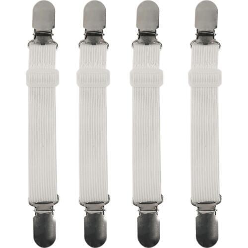 4Pcs White Bed Sheet Mattress Blankets Elastic Holder Non Slipping Grippers Fasteners Adjustable Table Cloth Clip Home Tool