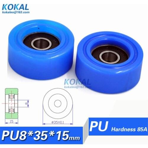 [PU0835-15] 5PCS TPU PU 608 bearing roller wheels sliding door window glass low noise flat type roller 8*35*15mm 0835T