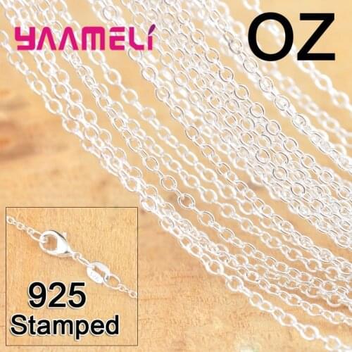 50Pcs Stock Fast Free Shipping 925 Sterling Silver Jewelry Link Rolo Chains Necklace With Lobster Clasps for Pendant DIY Jewelry