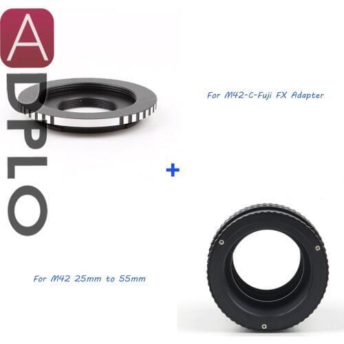 ADPLO 25mm to 55mm M42 Lens Adjustable Focusing Helicoid Macro Tube Suit For M42/C Mount Lens to Fuji FX Camera