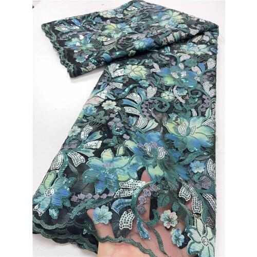 XIYA African Lace Fabric 2021 High Quality French Mesh Lace Fabric With Sequins Nigerian Lace Fabrics For Wedding Dress NI4111-2