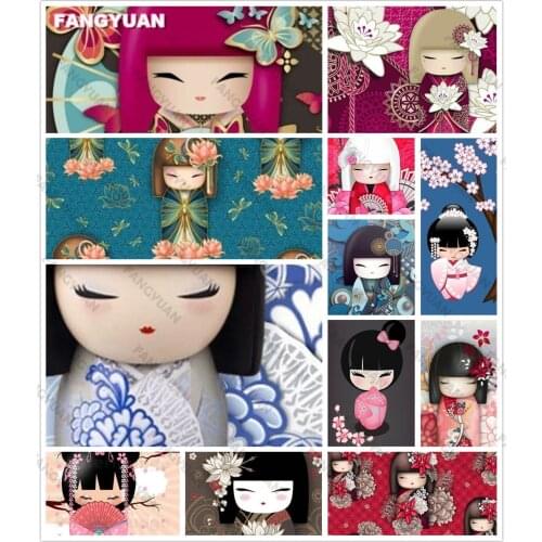 5D Diy Diamond Accessories Painting Cartoon Japanese Geisha Full Drill Diamond Embroidery Mosaic Cross Stitch Kit Home Decor