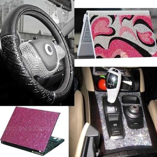 Glittering Rhinestone Car Auto Phone Sticker Self-adhesive DIY Decals Decoration