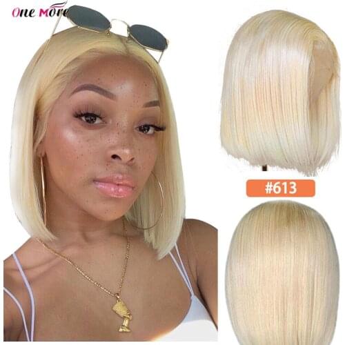 613 Honey Blonde Short Bob Wigs Remy Hair Brazilian Straight Blonde Lace Front Human Hair Wigs for Women 13x6x1 Lace Part Wig