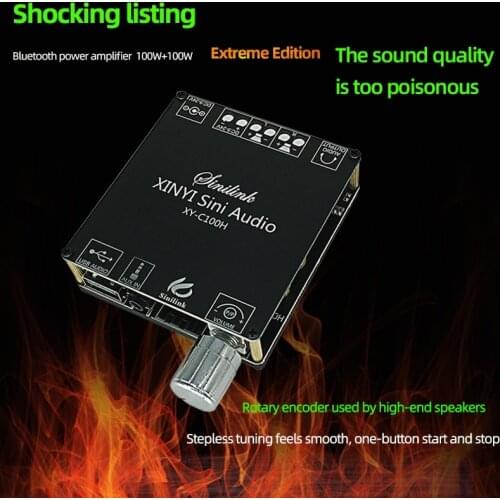 C100H HIFI 100WX2 TPA3116 D2 Bluetooth-compatible 5.0 High Power Digital Amplifier Stereo Board AUX USB AMP Amplificador Theater