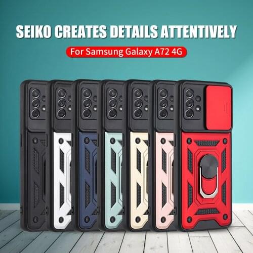 For Sasung Galaxy A72 4G 5G Case Stand Ring Push Pull Camera Protection Phone Cover A52 A32 A22 A82 A12 A42 A02s A71 A 51 31 20s