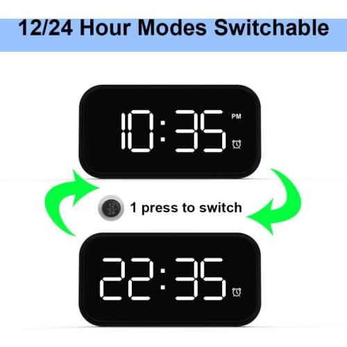 LED Digital Alarm Clock 5-inch Digital Alarm Clock Full Mirror Screen Without Battery Table Clocks Desktop Large Volume Clock