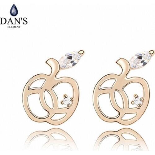 DANS ELEMENT 3 Colors Real Big Brand AAA Zirconia Micro Inlays Fruit Stud Earrings for Women 92835white