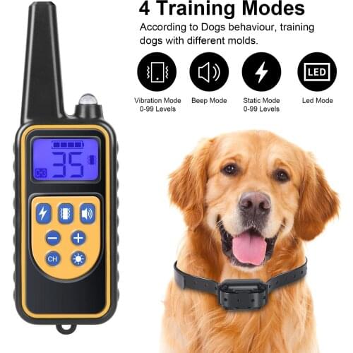 800m Electric Dog Training Collar Waterproof Rechargeable Pet Remote Control With Shock Vibration Beep For All Size Lcd Display