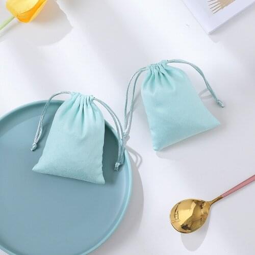 Flannel Jewelry Pouches Velvet Drawstring Bag Lipstick Necklace Packaging for Wedding Party Christmas Birthday Gift Can Custom