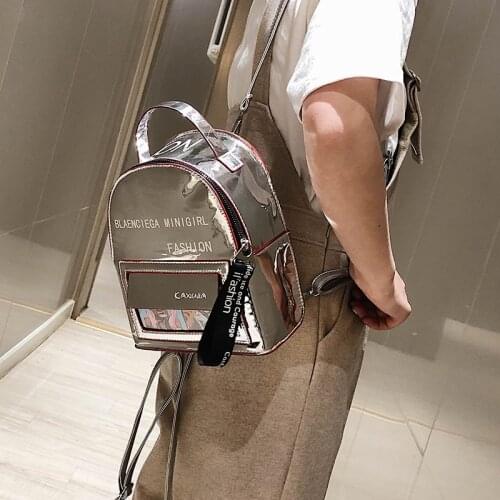 Glossy Printing Small Backpack Women Luxury Designer School Bags Female PU Leather Backpacks 2020 New Shoulder Travel Bag Ladies