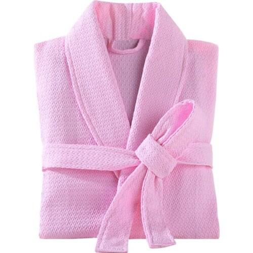 Summer Cotton Waffle Bathrobe Men Women Couple Nightgown Hotel Bathrobes Plus Size Spring Autumn Bathrobes Sleepwear Nightwear