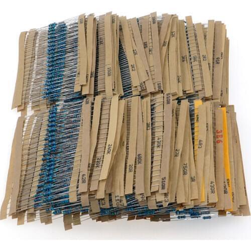 3120pcs 1% 1/4W Metal Film Resistor Kit 156 Value 1R-10M Ohm Component Pack