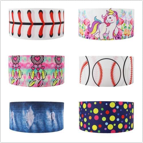 Q&N ribbon 50Yards 16mm-75mm tennis sport unicorn jeans Ribbons Thermal transfer Printed grosgrain,Gift wrapping DIY materials