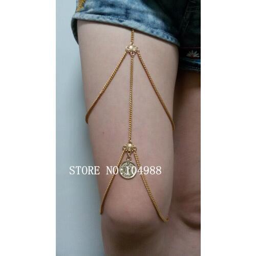 HOT SALE! B603 New Arrival! Europe Fashion Women Classical Coins Chains Thigh Chains Coins Chains Jewelry 2 Colors
