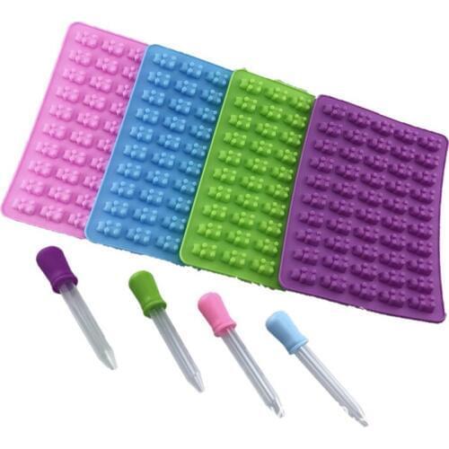 DIY Multi-use Silicone Cake Tools Mold 1 Set 50 Cavity Silicone Gummy Bear Chocolate Mold Candy Maker Ice Tray Jelly Moulds