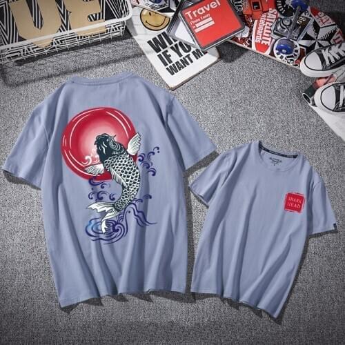 Harajuku Fashion Cartoon Men Tshirt summer Cotton Kpop Unisex Vintage Hight Street Clothes Youthful Vitality Hip Hop Streetwear