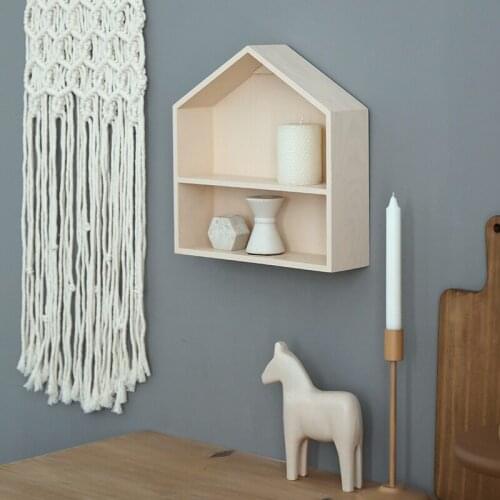 Morandi Color Home Decorative Shelves Wall Mounted Shelf for Food Key Makeup Holder House Type Double Tier Plates Wall Shelfs