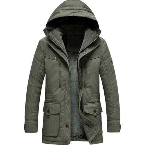 2021 Winter New Mens Hooded Cotton-Padded Coat Youth Slim-Fit Zipper Stand-up Collar Thermal Cotton-Padded Jacket