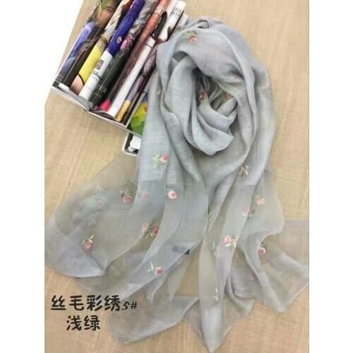New silk wool floral Embroidery Scarf Shawl Wrap 6 colors mixed 5pcs/lot #4016
