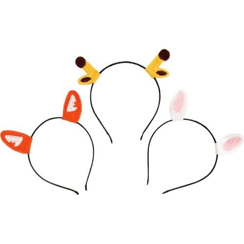 12pcs Cute Fox Rabbit Frog Giraffe Hair Hoop Animal Ear Hair Band Children Halloween Christmas Role Play Birthday Party Headband