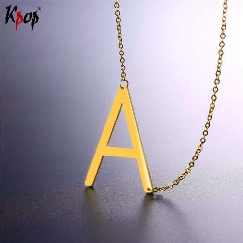 Kpop Stainless Steel Letter A Pendant With Chain Choker Gold/Black Color For Man/Woman Clavicle Chain Necklace Jewelry P2602