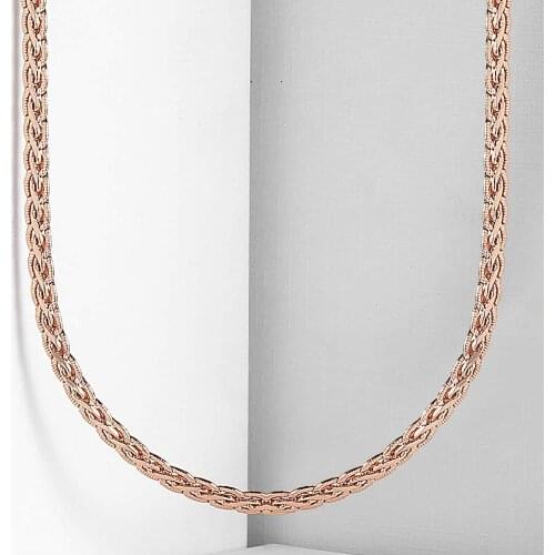 4.5mm Rose Gold Filled Necklace Womens Mens Wheat Chain Wholesale Fashion Jewelry GN214