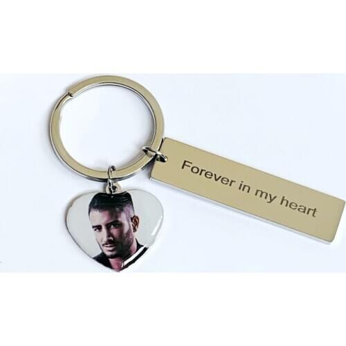 Personalized Custom Photo Keychain Engrave Photo Key Chain Stainless Steel Engraved Text Keyrings For Women Men Key Ring Gift