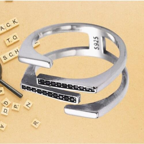 Vintage Black Crystal Knuckle Ring For Woman Statement Jewelry Bohemia Geometric Finger Ring Female Wholesale