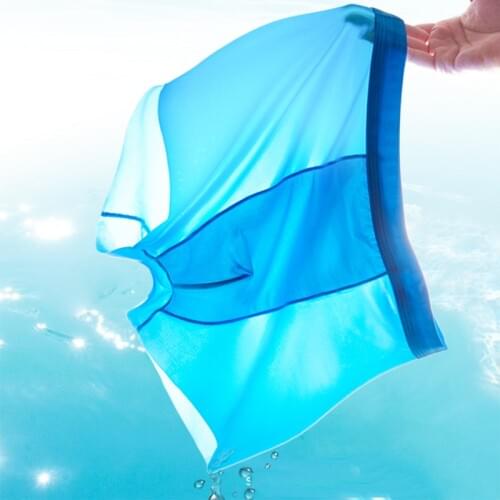 High-End New Ice Silk Lightweight Mens Underwear Transparent Sexy Mid-Waist Solid Color Quick-Drying Trendy Mens Boxer Briefs