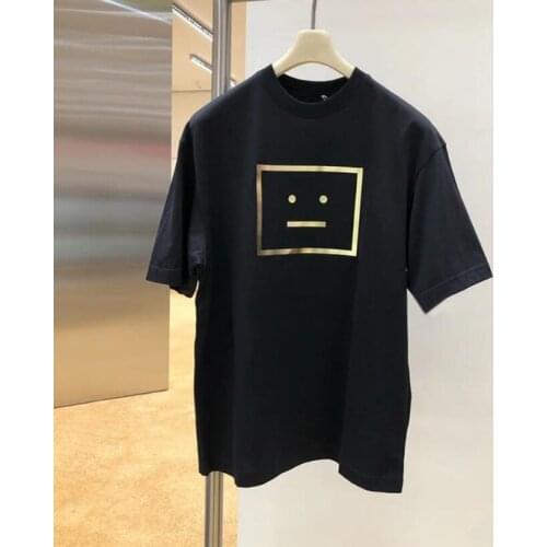 HFF Sweden AC Summer Spring 2021 New Square Smiley Face Color Printing Short Sleeve Loose Round Collar T-shirt Youth White Tee