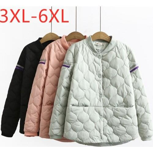 New 2020 ladies autumn winter plus size wadded jacket for women large loose long sleeve button pink green coat 3XL 4XL 5XL 6XL