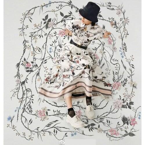 145 * 100cm New Square Flower Vine Pattern High Quality Pure Cotton Poplin Printed Brand Fabric