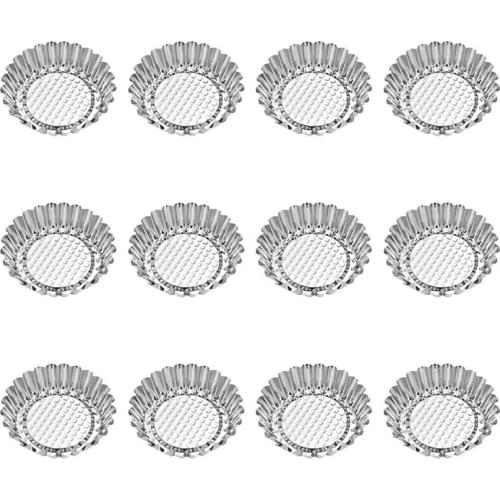 16 Pcs Egg Tart Molds Stainless Steel Baking Mold Reusable Cake Mould Steamed Rice Cake Mould Pudding Jelly Mould