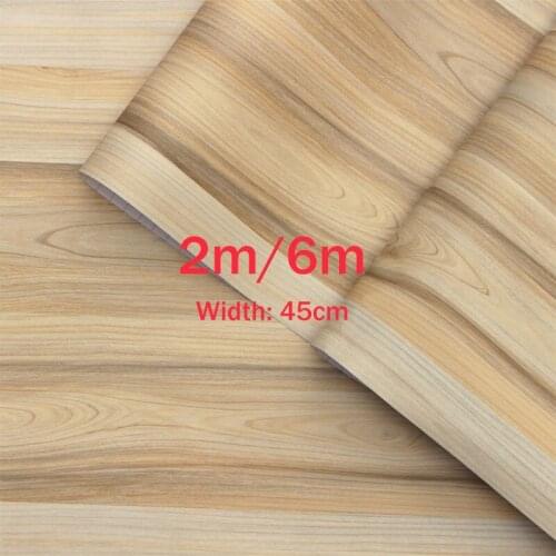 2M/6M Modern Minimalist Waterproof Simulation Wood Grain Self-Adhesive Vinyl Wall Stickers Bedroom Kitchen Floor Home Decoration