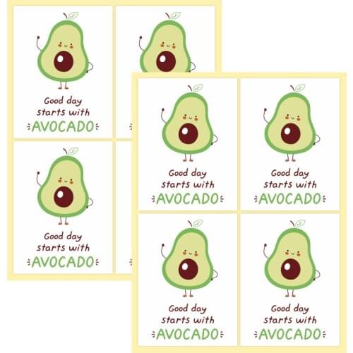 48 Pcs 3CM*4CM Cartoon Smile Avocado Sandwich Labels Stickers For Small Business Gift Packaging Handmade Food Party Wedding