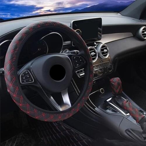 1pc Car Steering Wheel Cover Accessories Interior Leather Cubre Volante Deportivo Pokrowiec Na Kierownice Universal Coprivolante