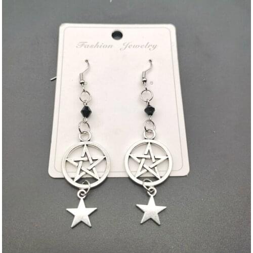 Big Five-pointed Star Sun Moon Star Alloy Earrings Hoop Hoop Earrings Witchcraft Jewelry Witchcraft Pagan Tarot Womens Gift