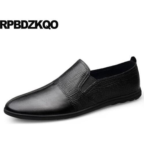 British Style Real Leather Business Casual Men Shoes Slip On Designer Genuine Black Driving Comfort Fashion 2021 Soft Soled 2021