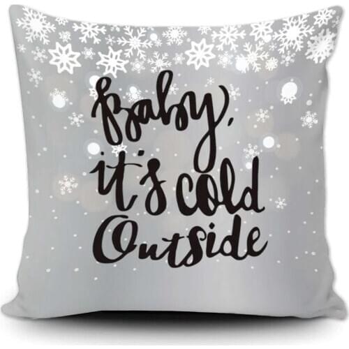 Baby Its Cold Outside Winter Throw Pillow Cover Snowflake Snow Christmas Decor Gome Sofa Canvas Pillowcase