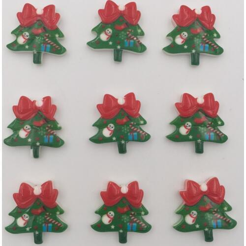 DIY 10pcs 20mm Resin hand painting Christmas tree Flatback Rhinestone Wedding buttons K061