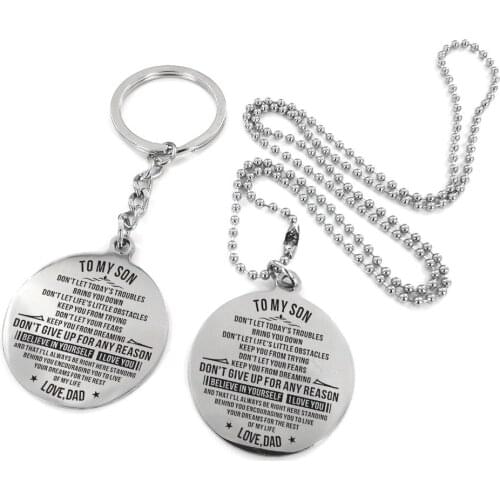 To My Son--Don't Let Todays Troubles Bring You Down Engraved Necklace&KeyChain Birthday Graduation Anniversary Military Gift