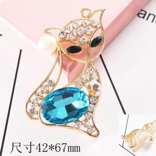 DoDower brand 5pc 4 color gem fox key chain pendant lady handbag handset DIY accessories metal accessories
