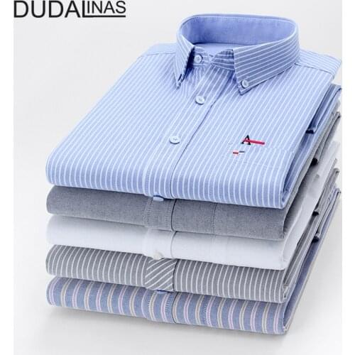 Dudalinas Aramy 100% cotton brand clothing mens shirts long-sleeved solid color shirts Slim fit cotton casual social shirts