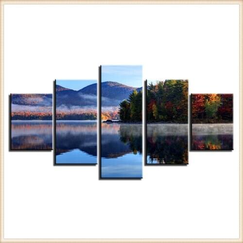 HD 5 Pieces Scenic Snow-capped and Lakes Pictures Posters Wall Art Home Decor for Living Room Painting Wall Art Anime Poster
