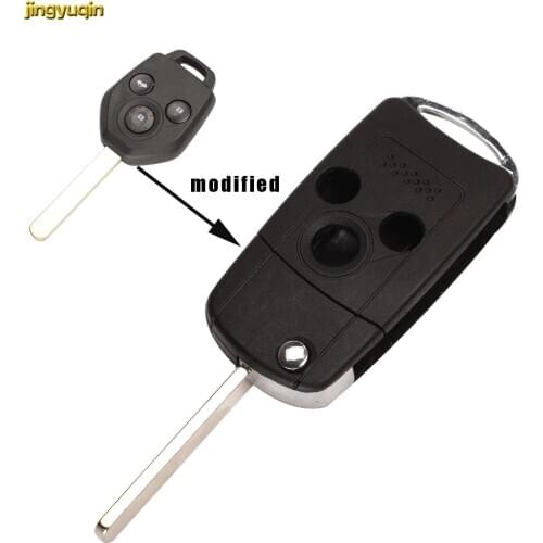 Jingyuqin Upgrade Modified Flip Car Key Shell for Subaru Forester 2008-2014 Impreza Outback Xv Legacy 3 Button Remote Key Case