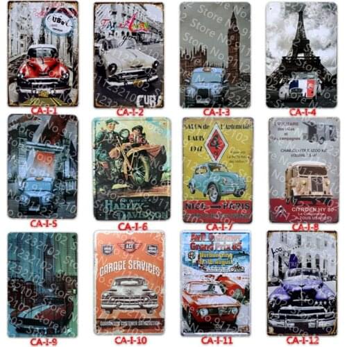 Classic Car Sign Vintage Car Club Garage Art Decor Iron Plate Paintings Bar Cafe Metal Plaques